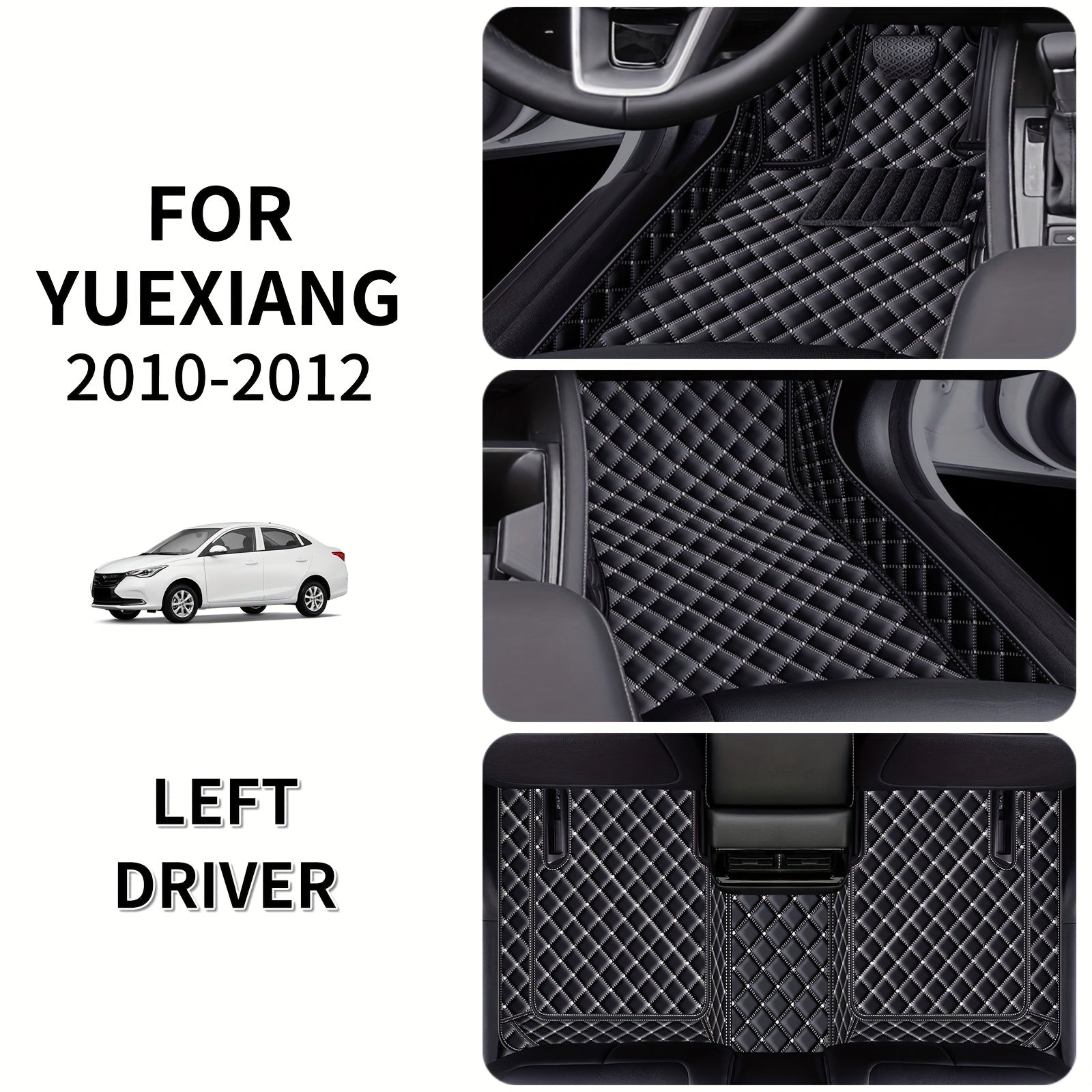 Car Floor Mat Set for Sedan PU Leather Luxury Easy to Clean Durable