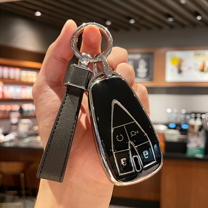 Car Key Cover Case for SUV TPU Leather Key Shell with Key Chain