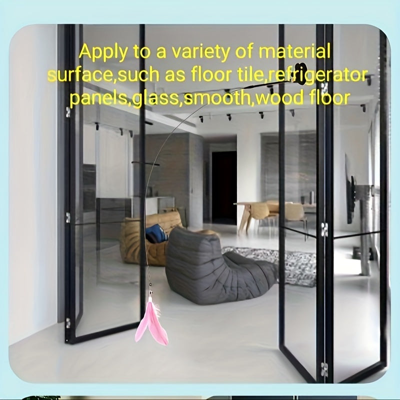 Feather Cat Teaser Stick Toy with Bell and Suction Cup for Interactive Play