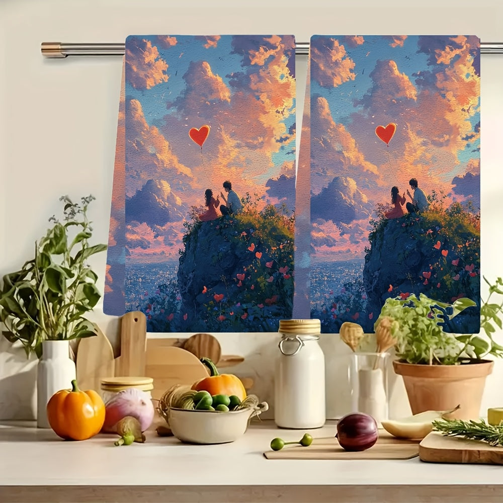 Ultra-Soft oshxona sochiqlari, Anime juftligi, yurak shaklidagi tepalik, 40x60cm