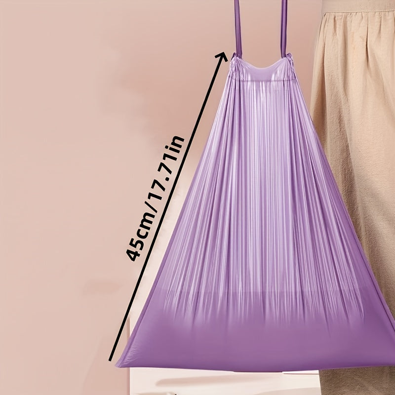 Paquete de 30 bolsas de basura con cordón de color morado extra gruesas para cocina, baño y dormitorio