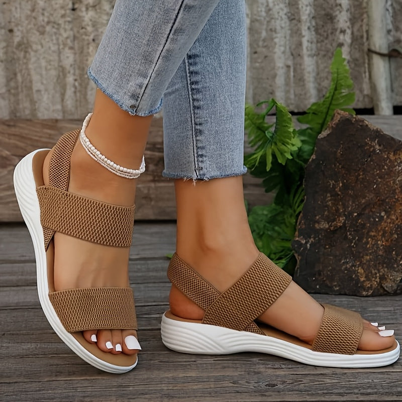 Women's Black Open-Toe Slide Sandals with White Sole Casual Summer Footwear