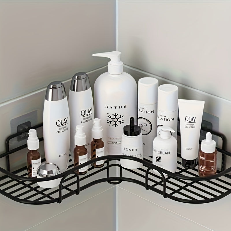 Wall-Mounted Metal Shower Caddy No-Drill Bathroom Kitchen Storage