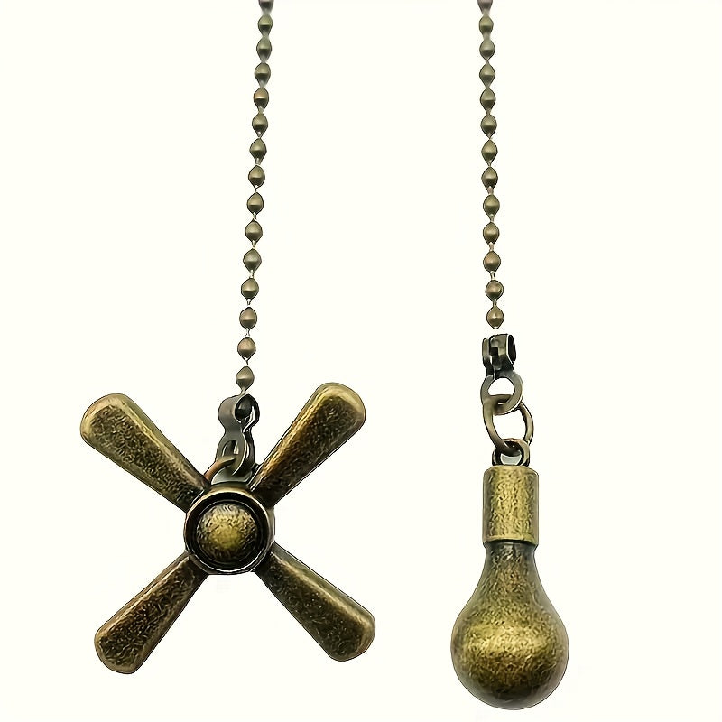 Набор из 2 антикварных металлических накладок в ретро-стиле с вентилятором и зиппером для лампочки, украшенными декоративными листьями и ламповыми украшениями, батарейки не требуются для удлинителя потолочного вентилятора.