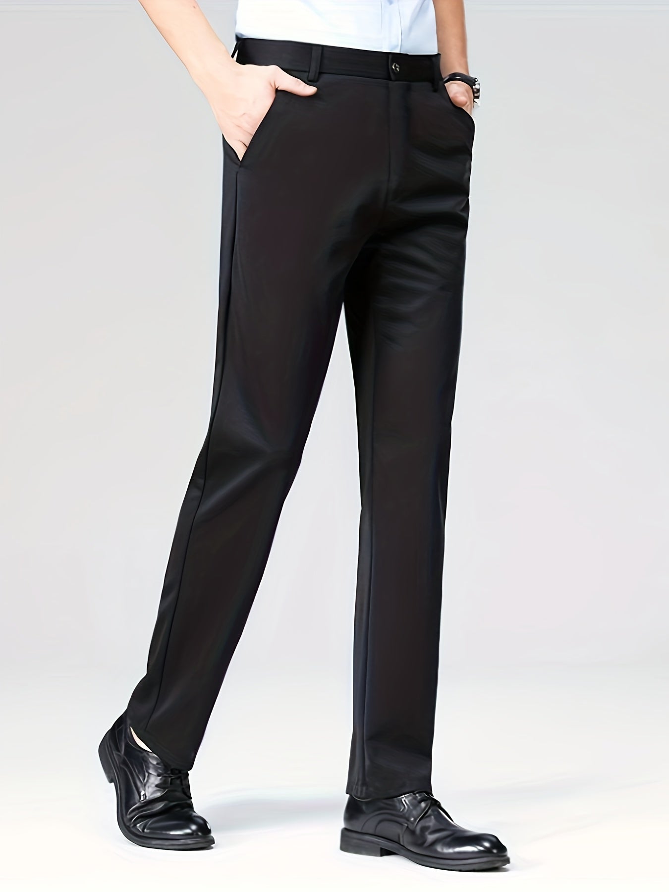 Men's Casual Long Trousers Business Slacks Straight Leg Pants for Men