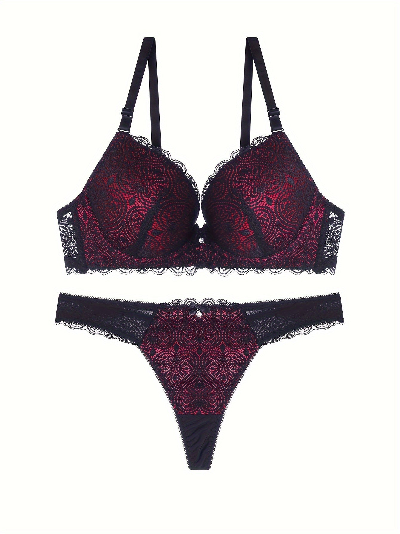 Lace bralet va ichki shimlar vs. ko'taruvchi bralet, bog'ich va rangli blokli thong to'plami ayollar uchun.