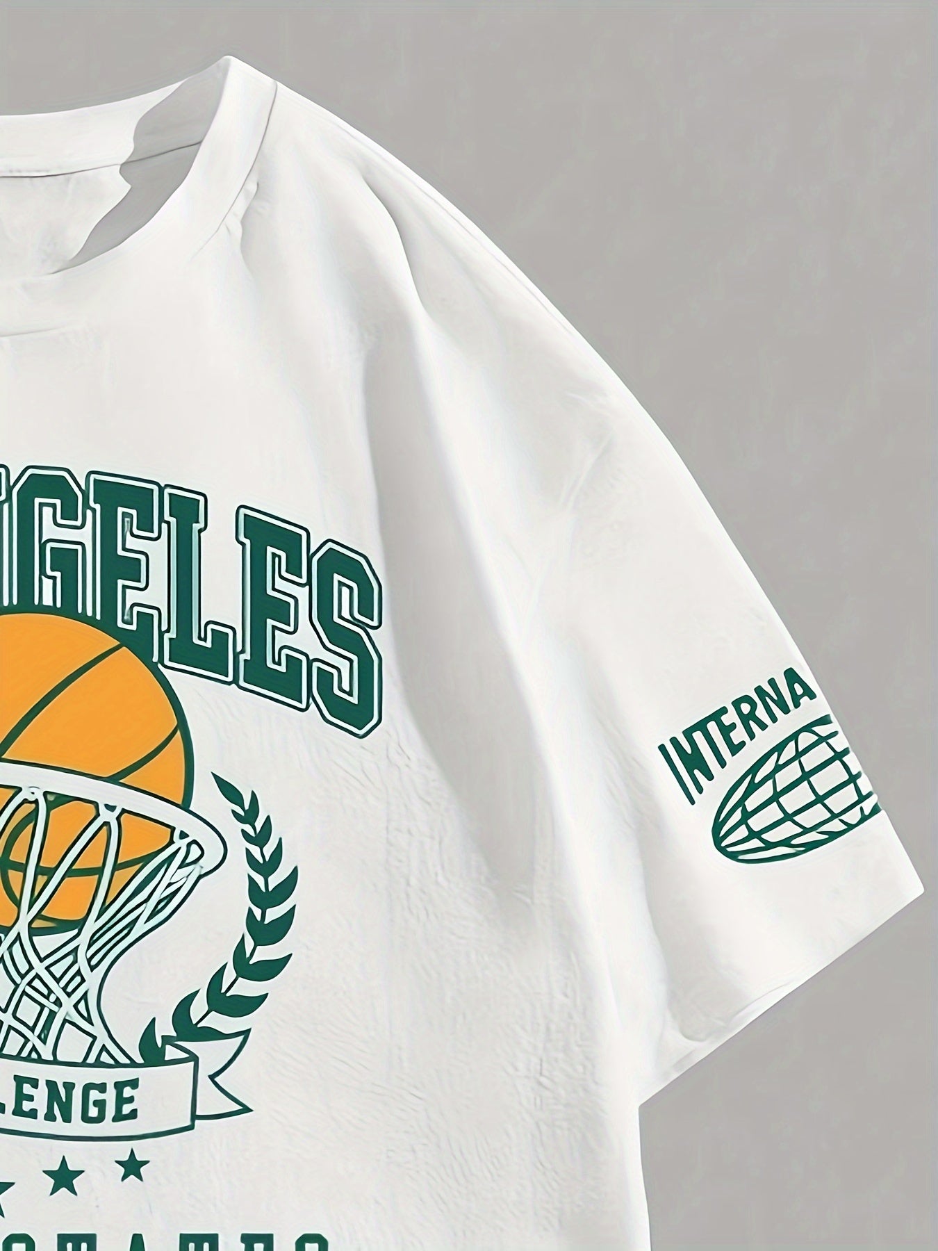 Conjunto de camiseta y pantalones cortos de baloncesto casual de verano para hombre con estampado gráfico