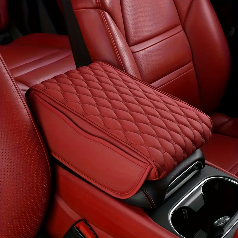 Black Quilted Car Console Armrest Cushion with Memory Foam Padding