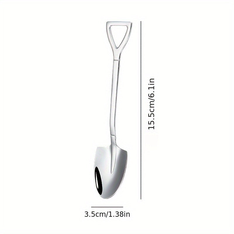 Set of 8 Mini Stainless Steel Shovel Spoons for Desserts Coffee Fruit Ice Cream