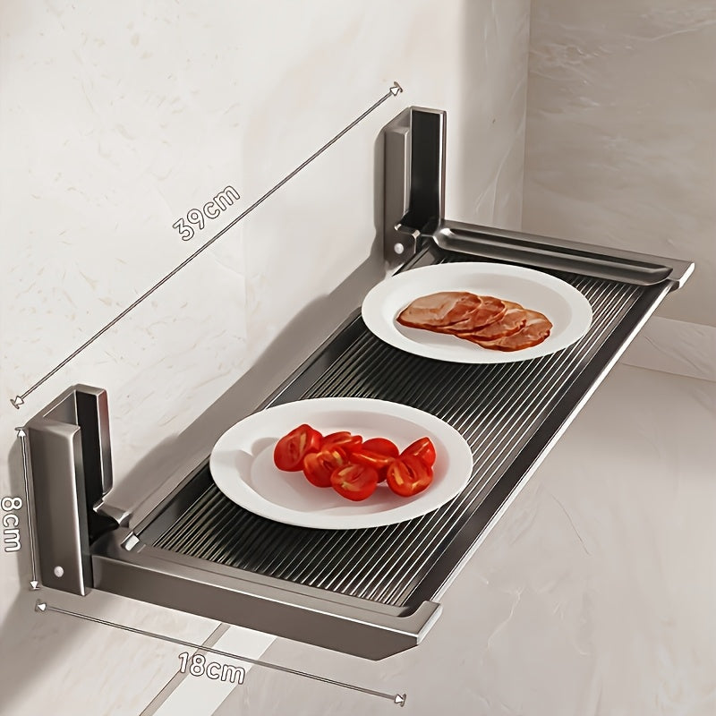 Expandable Wall Kitchen Storage Rack with Foldable Tray for Food and Spice Organization