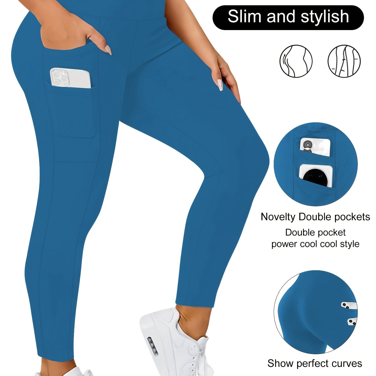 Plus Size High Waist Stretchy Leggings with Pockets for Yoga and Workout