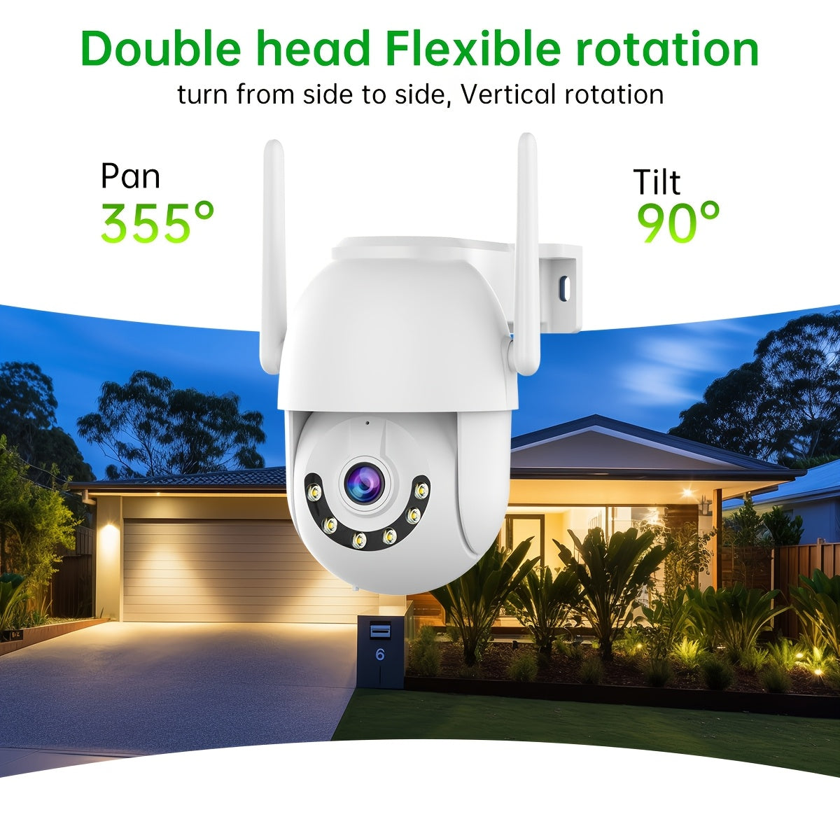 Wireless 3MP Security Camera with Pan-Tilt Waterproof Night Vision AI Motion Detection