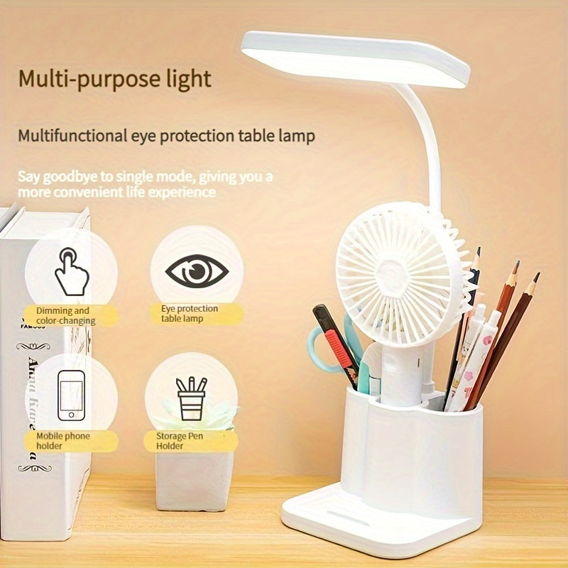 Adjustable LED Desk Lamp with Touch Control Dimmable Eye-Care Light Rechargeable Battery for Bedroom Study