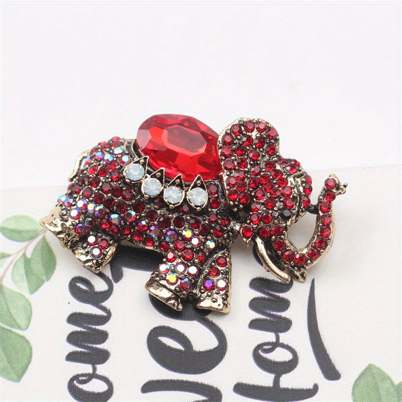 Elephant Brooch Rhinestones Enamel Crystal Jewelry for Women Gift