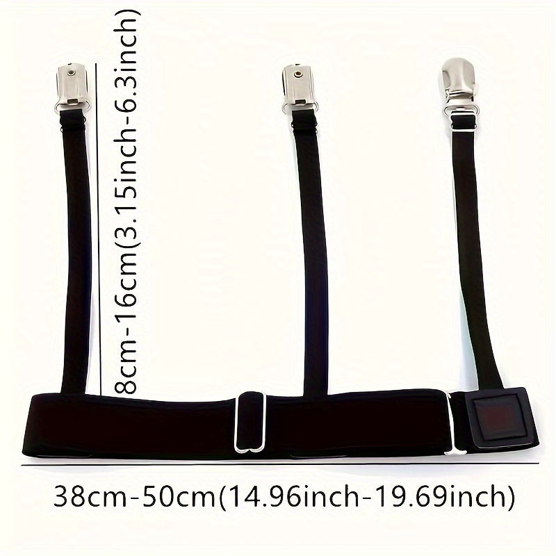 Adjustable Nylon Shirt Stays with Non-Slip Clips for Tucked-In Look
