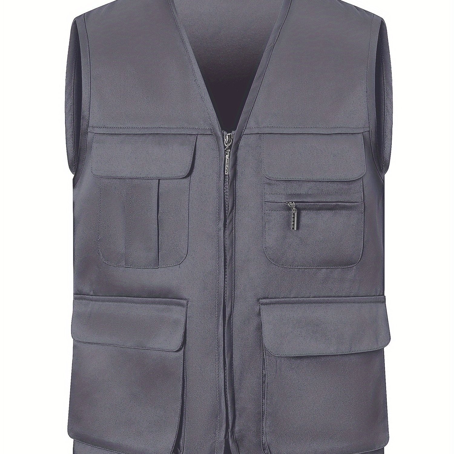 Men's Breathable Polyester Outdoor Vest with Multiple Pockets for Hiking and Fishing
