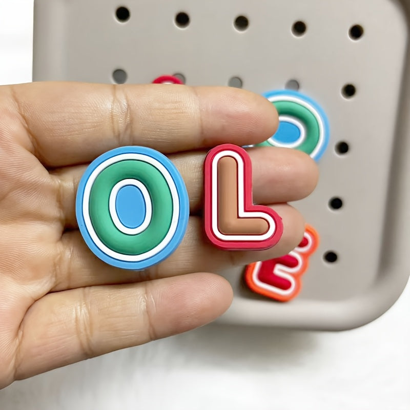 Unisex PVC Alphabet Letter Shoe Charms Set, Colorful DIY Accessories