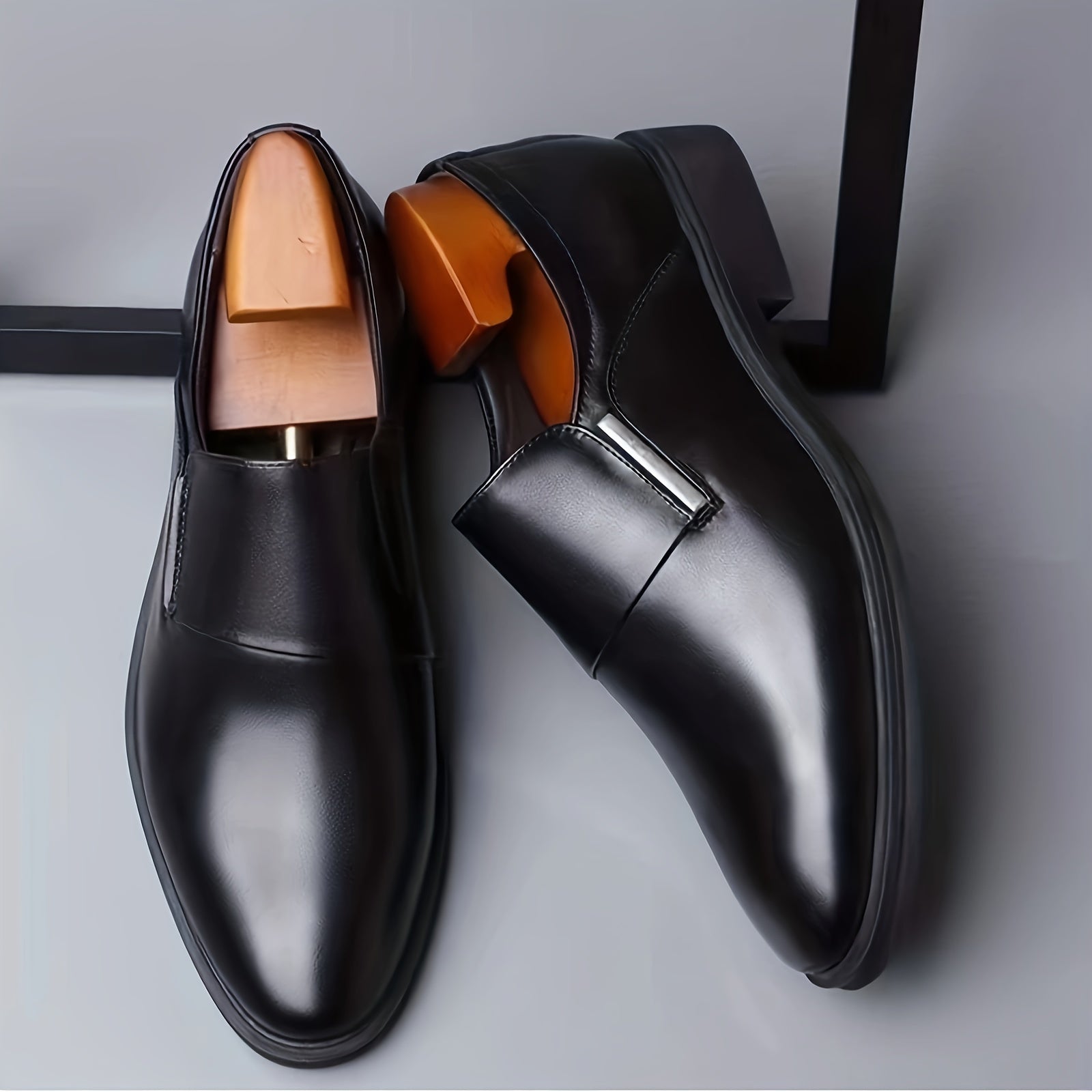 Zapatos casuales de negocios para hombre, sin cordones, punta afilada, suela de PU sólido y caucho