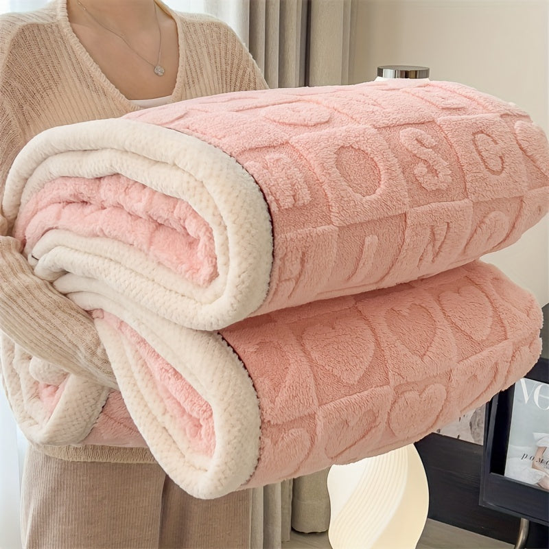 Geometric Coral Fleece Throw Blanket Soft Cozy Lightweight Versatile for Couch Bed