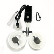 Compact USB Aquarium Air Pump with Adjustable Flow Valve and 2 Air Stones for Fish Tanks and Outdoor Use