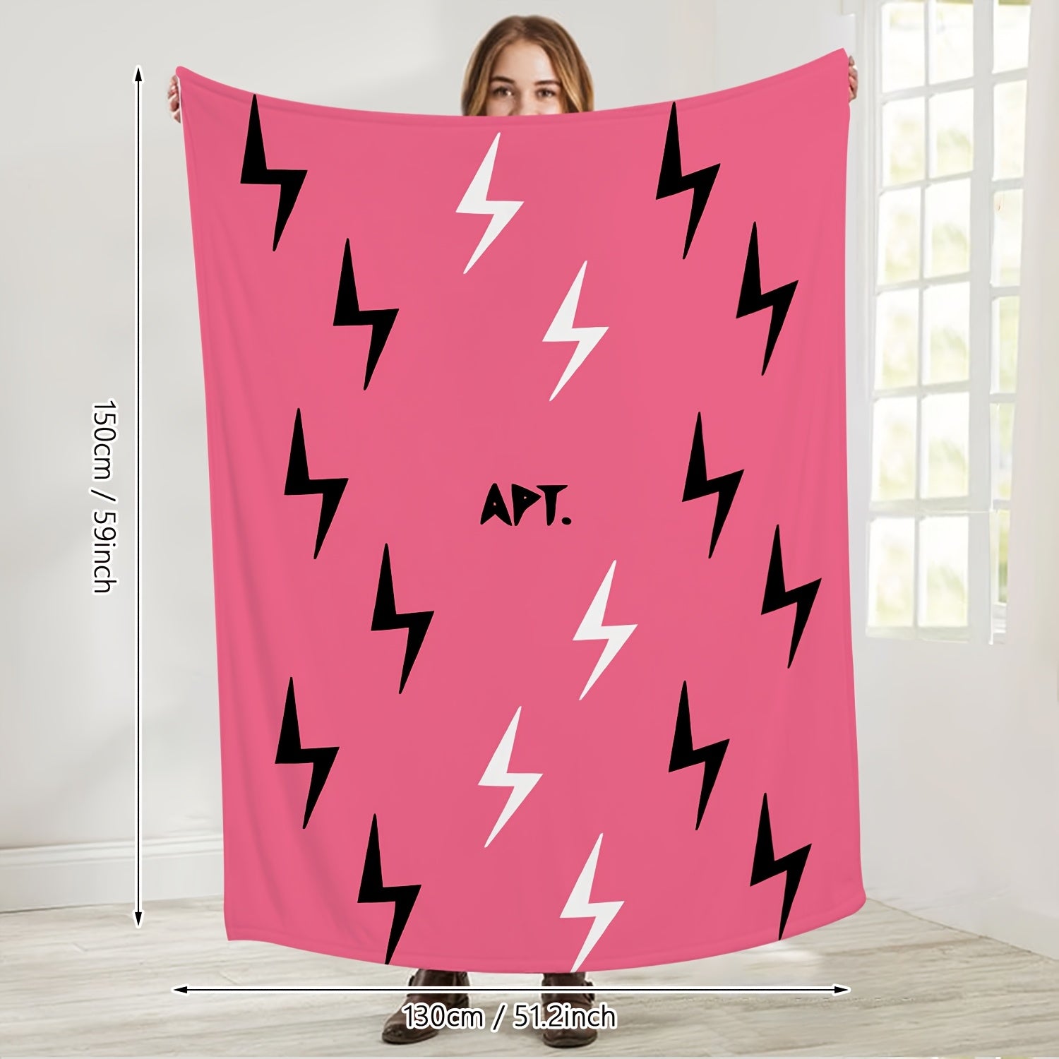 Reversible Flannel Fleece Throw Blanket Music Theme Black Lightning Pattern Ultra Soft Cozy All-Season Home Travel 200-250g Polyester