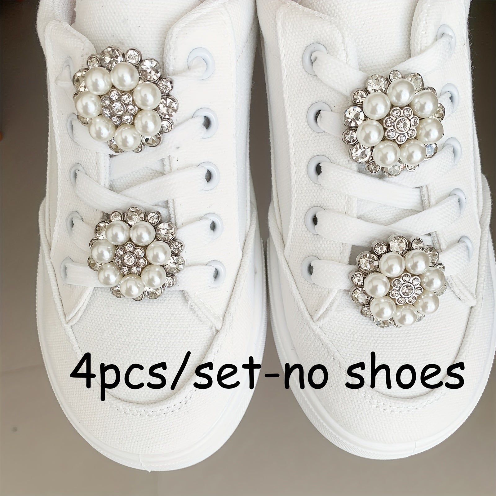 Unisex Pearl Rhinestone Shoe Charms Set for Sneakers and Boots