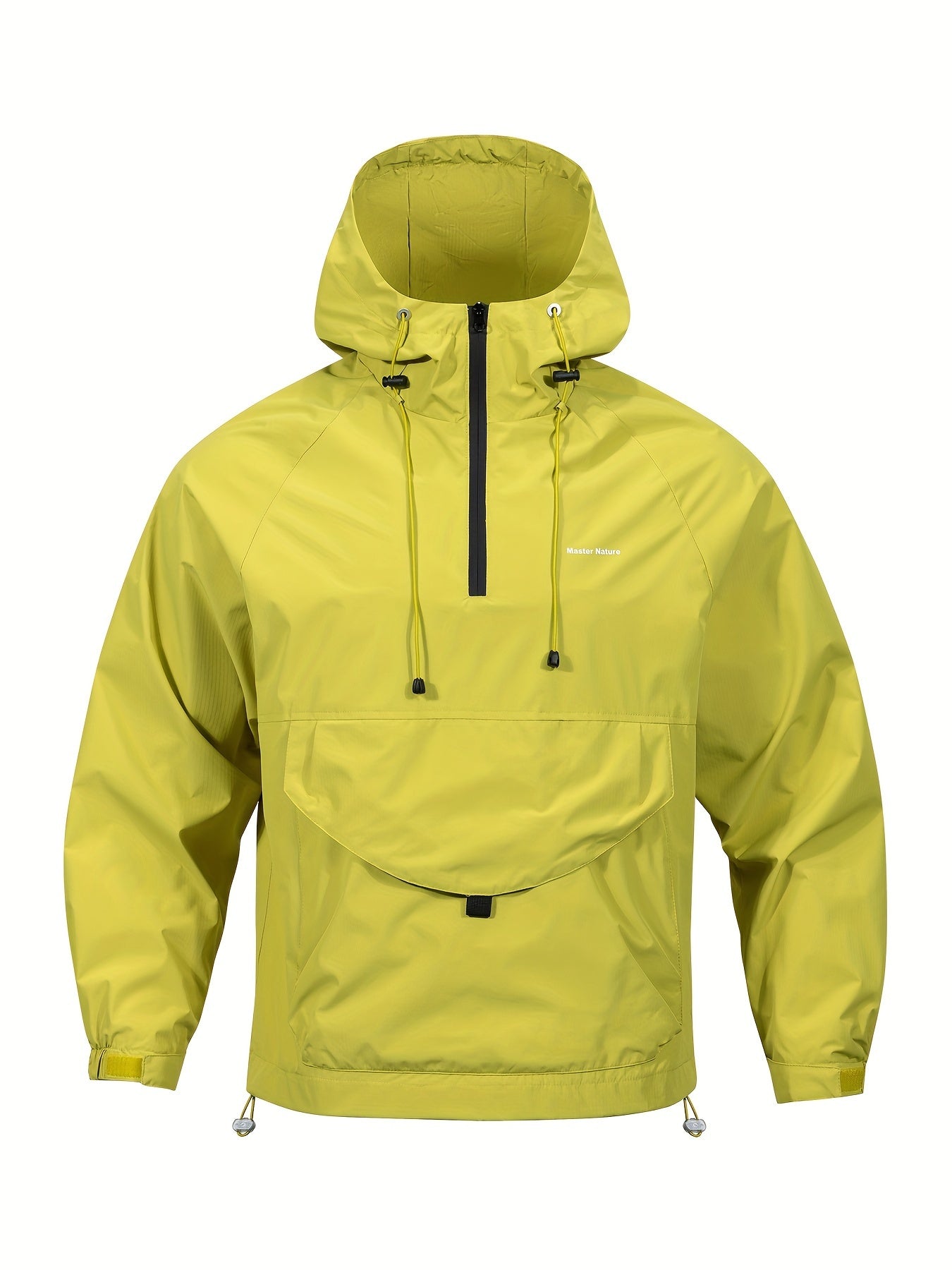 Men's Windbreaker Jacket with Hood Zippered Henley Neck Kangaroo Pocket Spring Fall Outdoor Casual