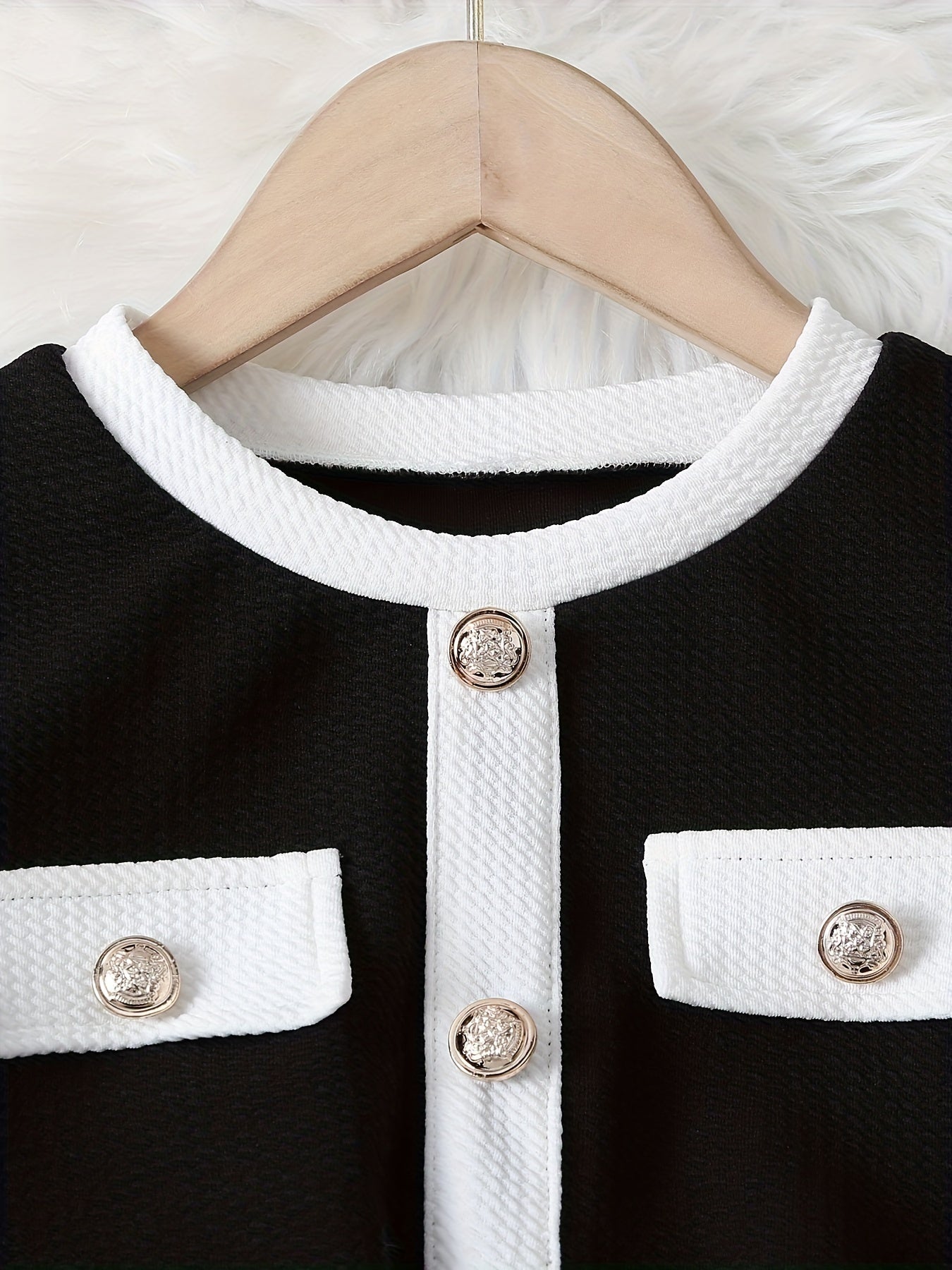 Girls' 2-Piece Striped Outfit with Crew Neck Cardigan and Skirt for Casual and Party Wear