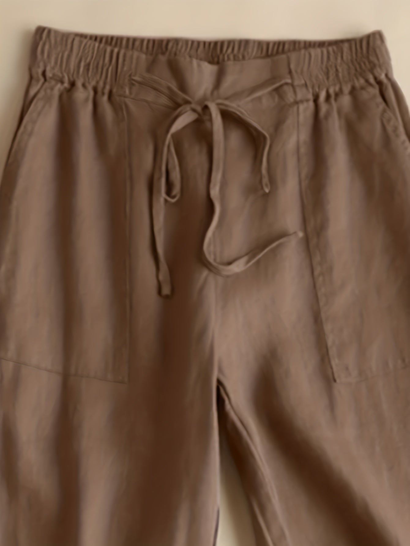 Women's Plus Size Casual Pants with Elastic Drawstring Pockets Solid Polyester