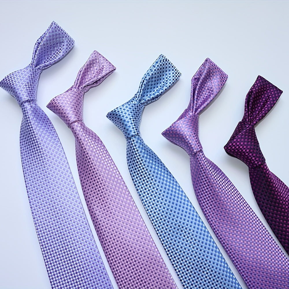 Men's Checkered Jacquard Neck Tie 3.15 Inch Multicolor Business Casual Gift