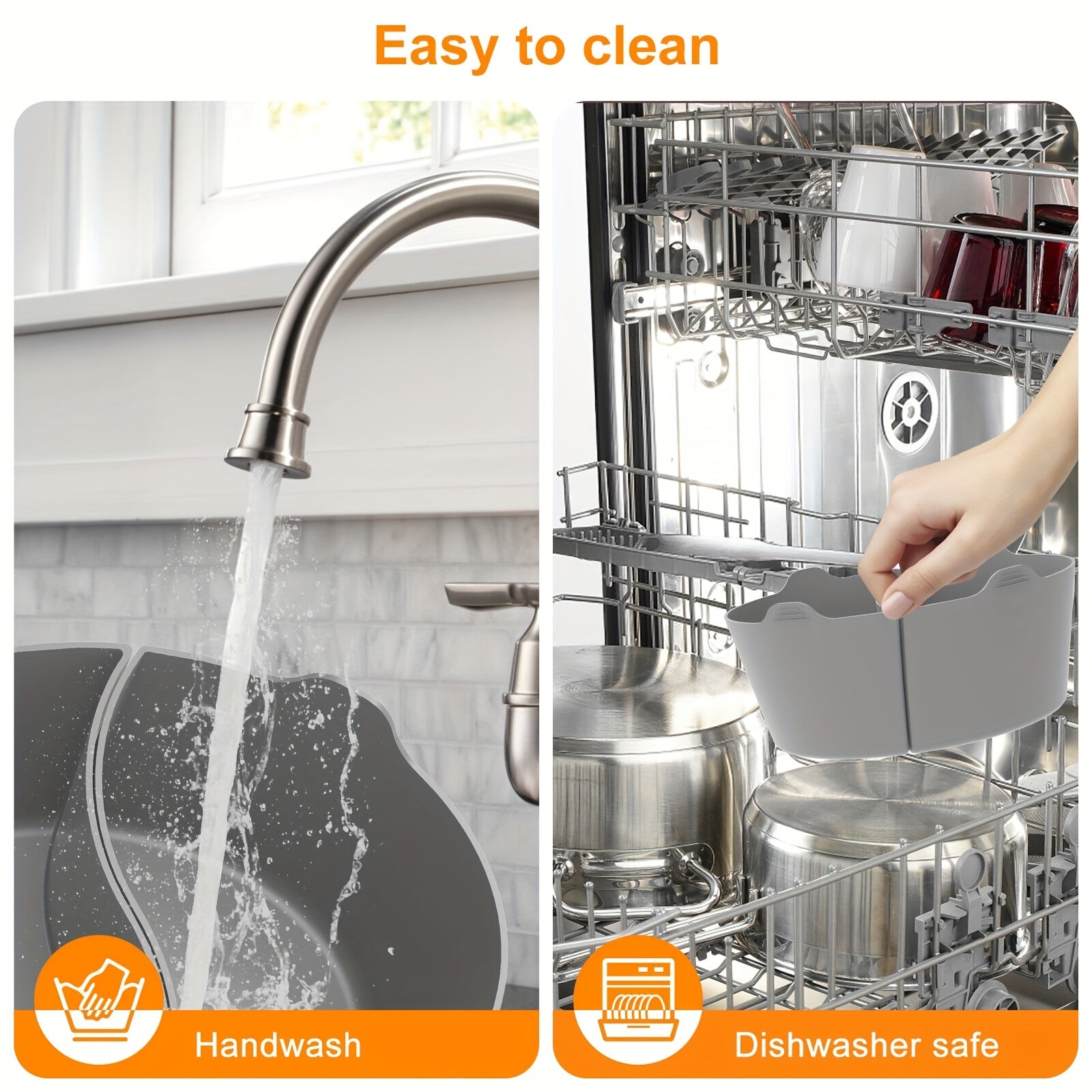 6 kvartlik sekin pishirish uchun qoplama, qayta ishlatiladigan silikondan bo'lingan bo'linma bilan, idishga mos, BPAsiz