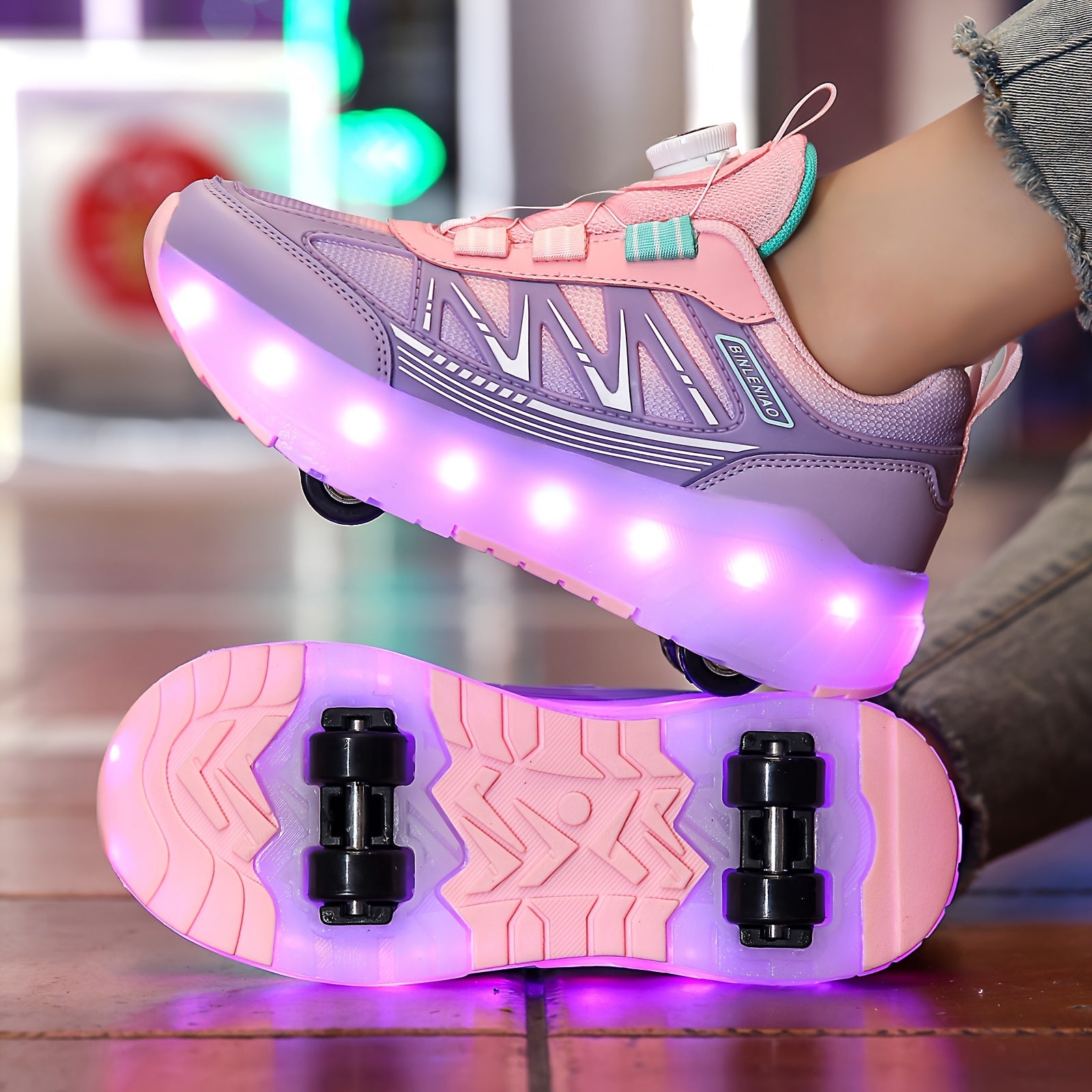 Kids LED Rechargeable Light Up Roller Skates for Boys and Girls Age 14 and Under