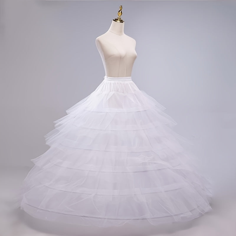 Women's White Crinoline Petticoat with 6 Hoops Floor-Length for Wedding Prom