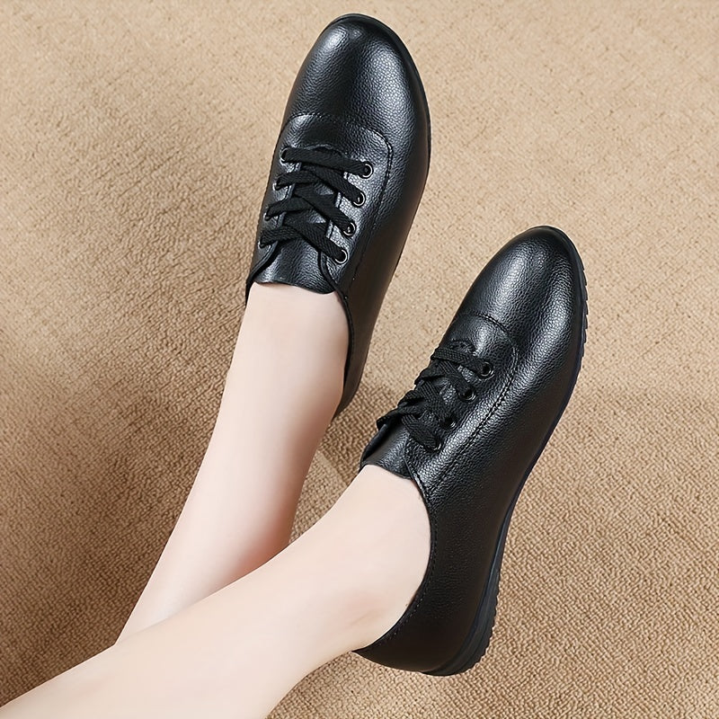 Women's Lightweight Solid Color Lace-Up Flat Shoes for Casual Walking