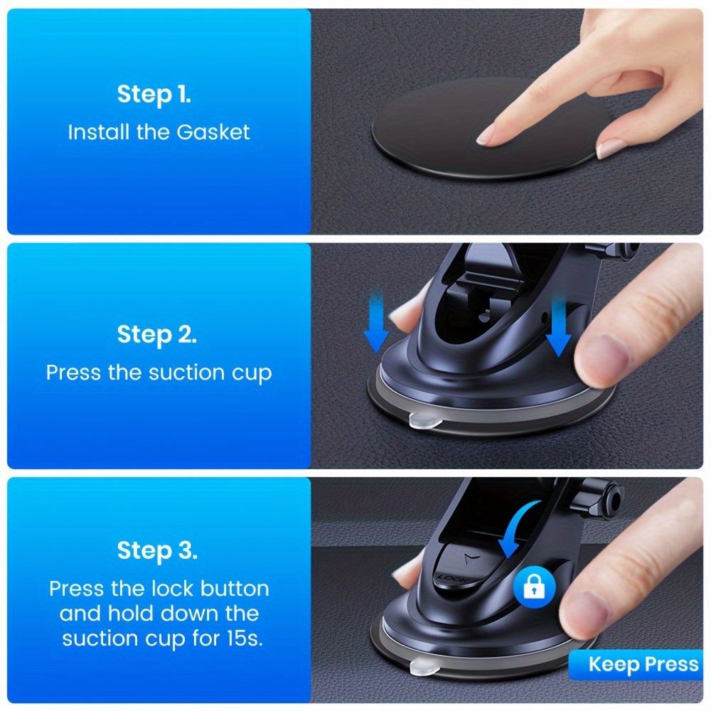 Universal Car Phone Mount Dashboard Holder for Smartphones Adjustable Black