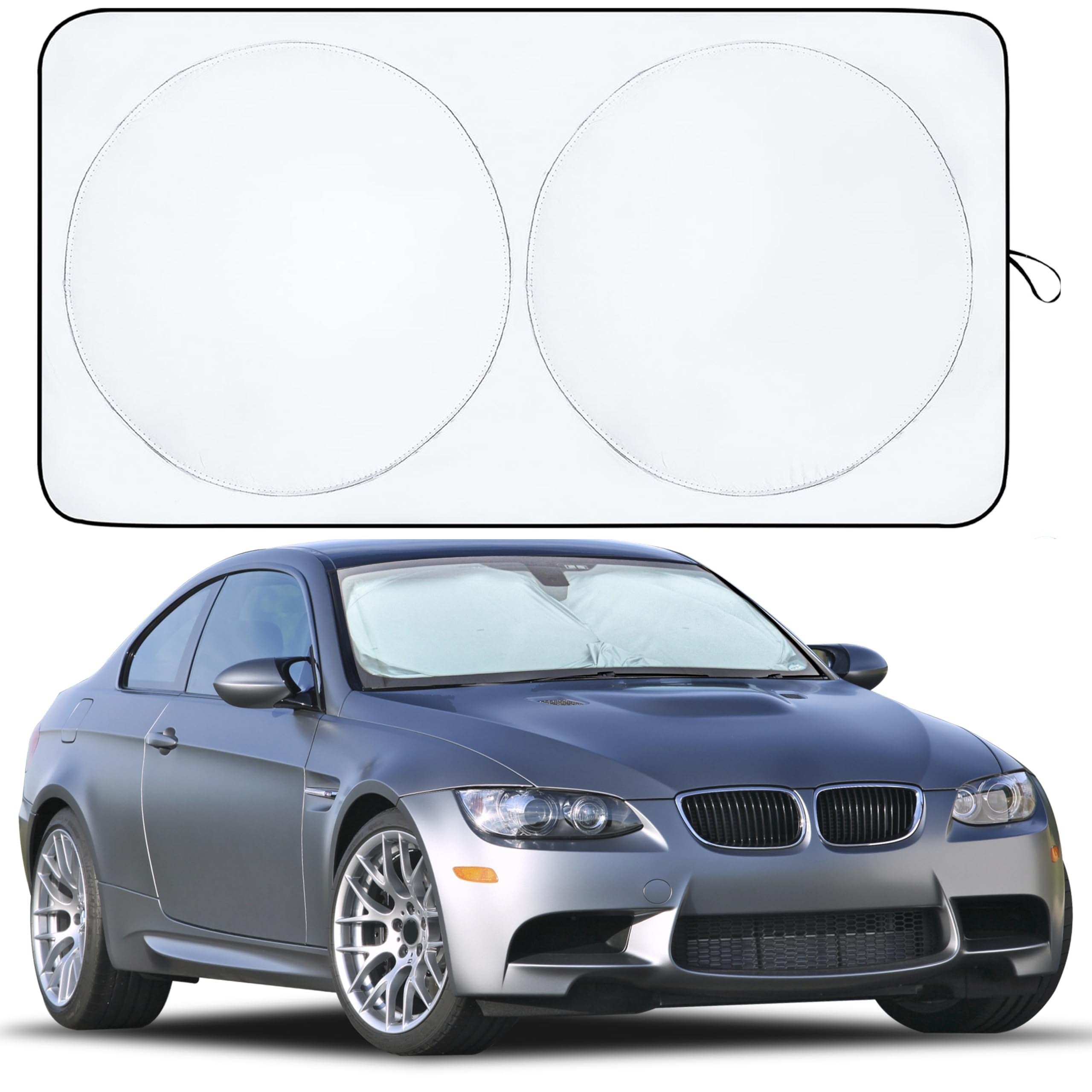 Foldable Car Sun Visor UV Protection Interior Cooling Black Universal Fit