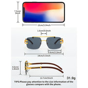 Gafas sin montura con estampado de leopardo, marco de metal ligero, decoración para exteriores, moda