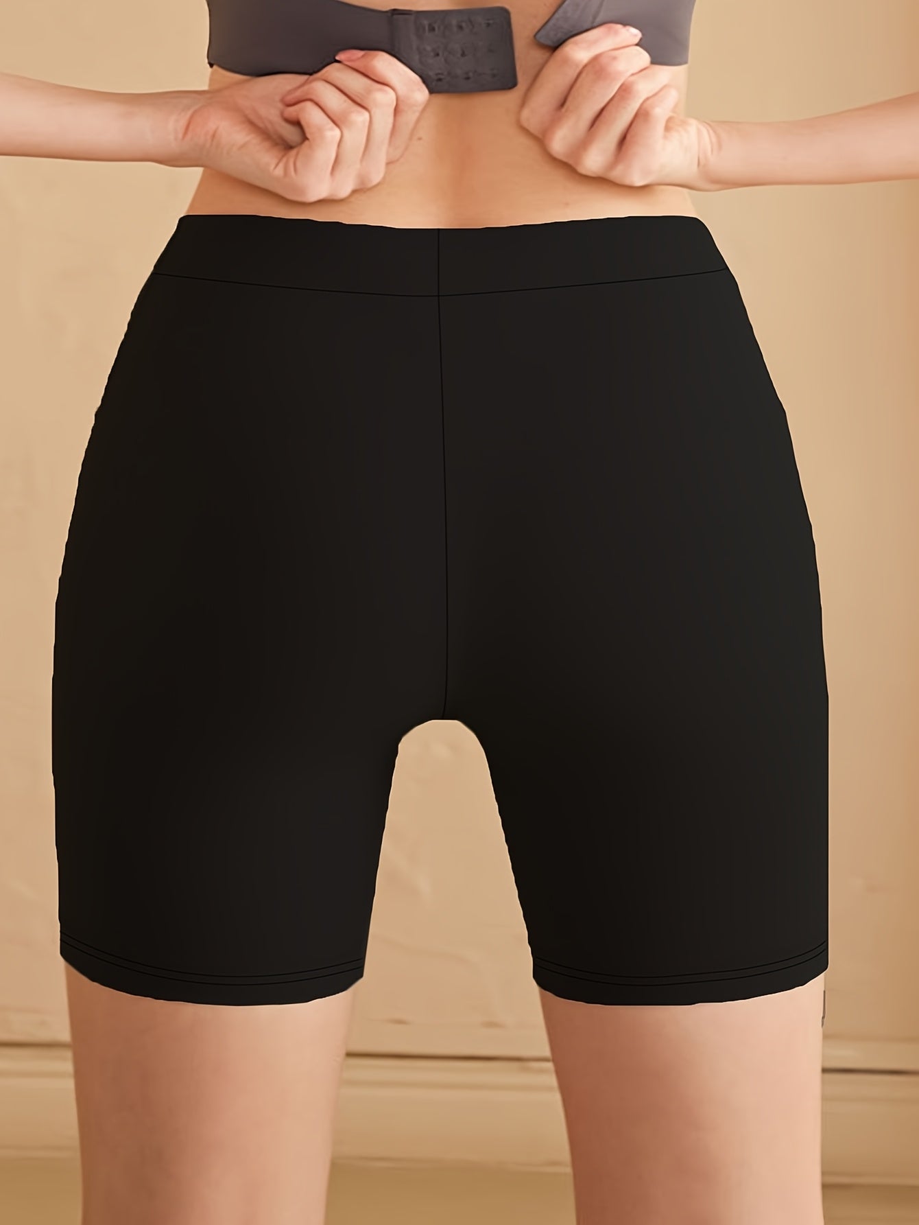 Women's Plus Size Leggings High Waist Solid Black Stretch Knit