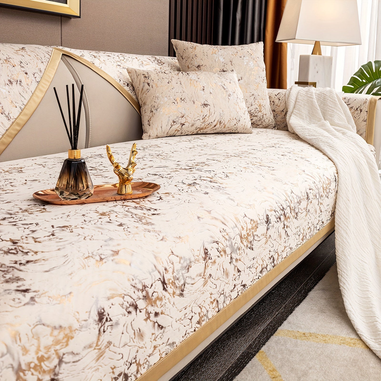 Европейский стиль чехол для дивана, универсальный чехол для всех сезонов с чехлом для подушки и защитным чехлом для подушек дивана. Подходит для различных комнат и домашнего декора.