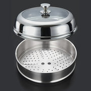 Stainless Steel Frying Pan and Steamer Lid with Glass Cover for Kitchen