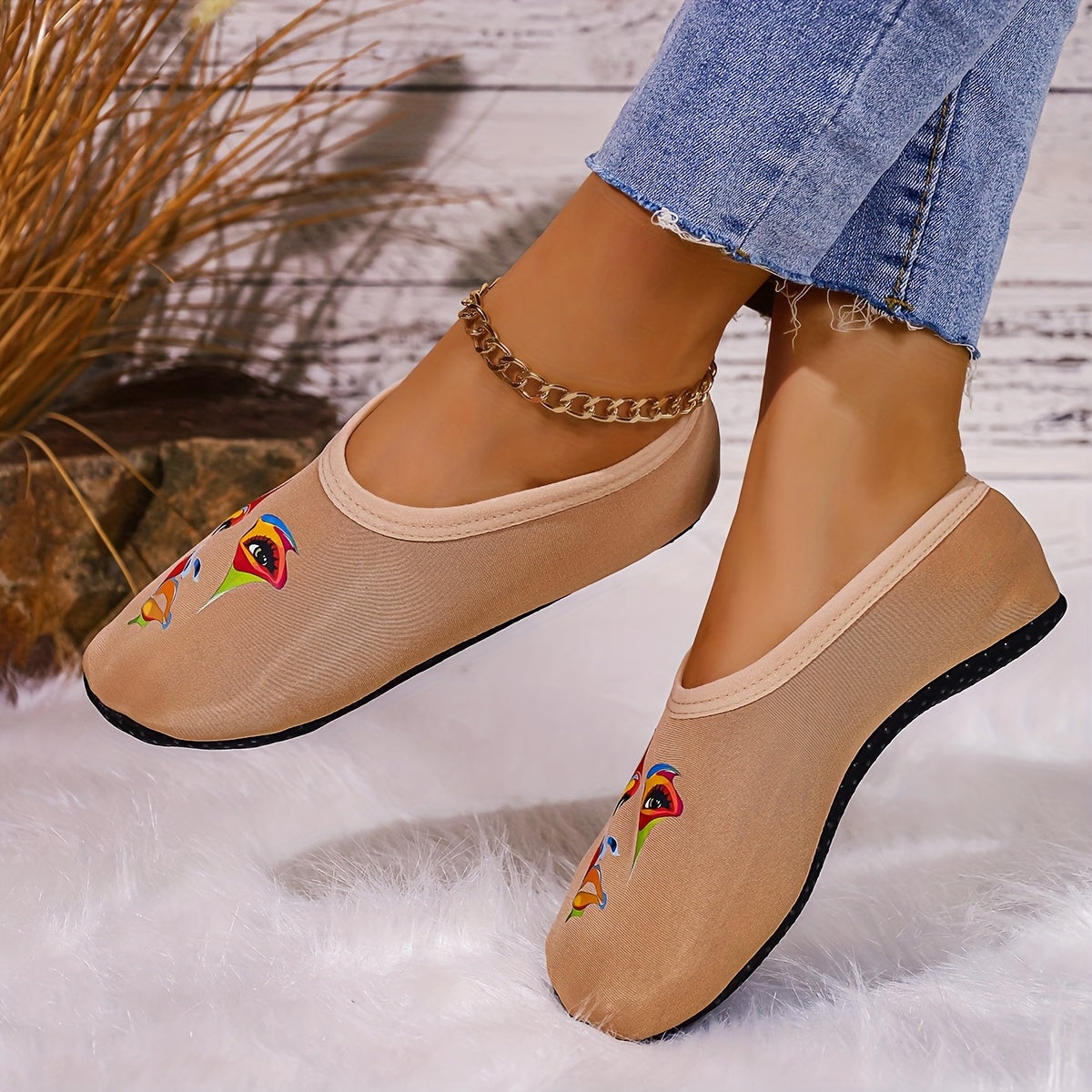 Women’s Slip-On Indoor House Shoes Black Cozy Non-Slip Slippers