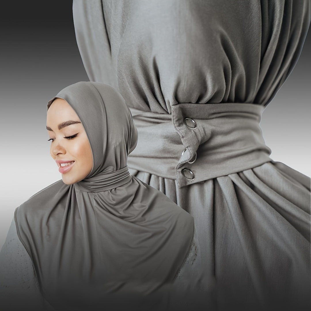 Women's Quick Dry Sports Hijab with Tie Band and Button Closure for Fitness Outdoor Activities