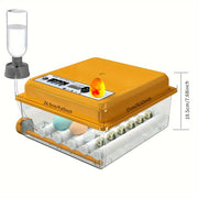 16-Egg Incubator Transparent Orange LED Automatic Water Filling for Duck Quail Goose Pigeon Eggs