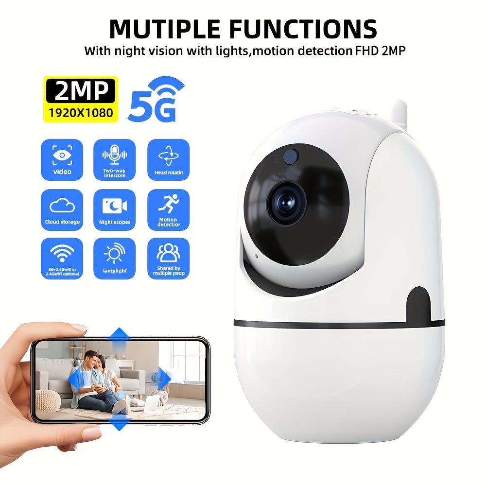 2MP HD Wireless IP Camera with PTZ Auto Tracking Color Night Vision 360° Horizontal Vertical Rotation
