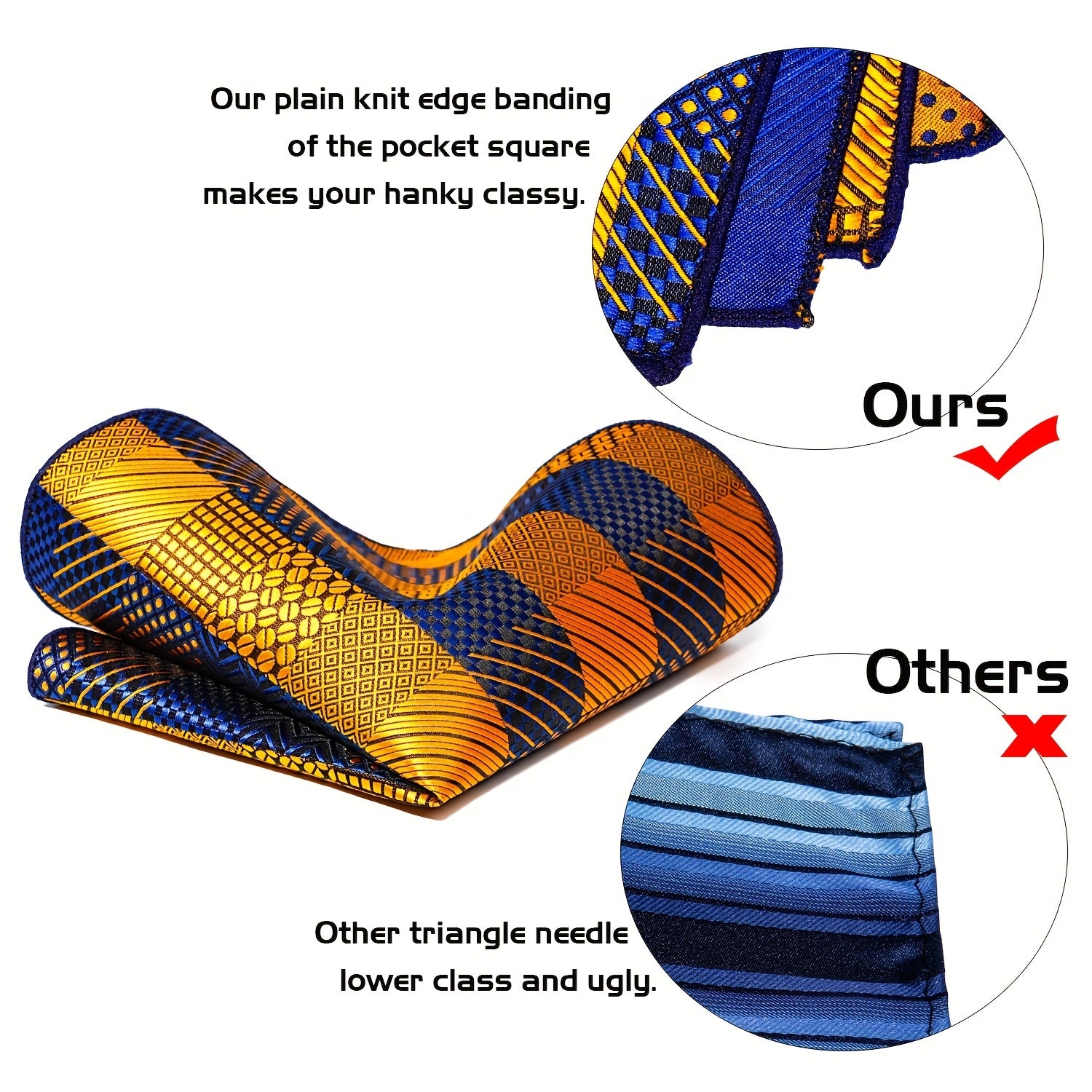 Men's Plaid Tie Pocket Square Cufflinks and Clip Set