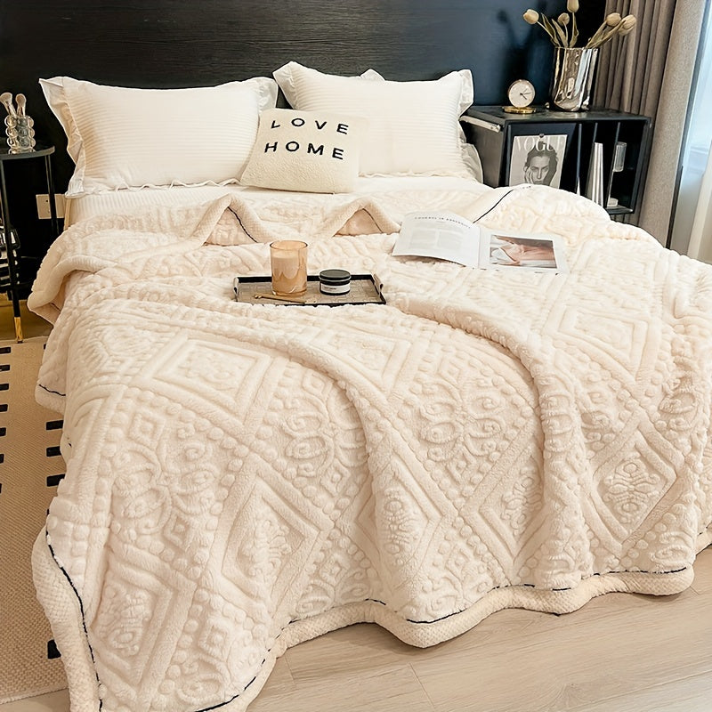 Contemporary Velvet Bed Blanket Thickened Winter Warmth Throw All-Season Comforter