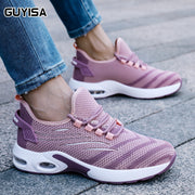 Women's Breathable Knit Safety Shoes Steel Toe Puncture-Resistant All-Season