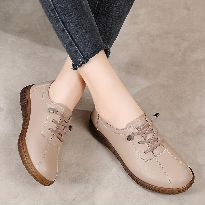 Women's Flat Oxfords Casual Lace-Up Microfiber Leather Sole for Daily Wear