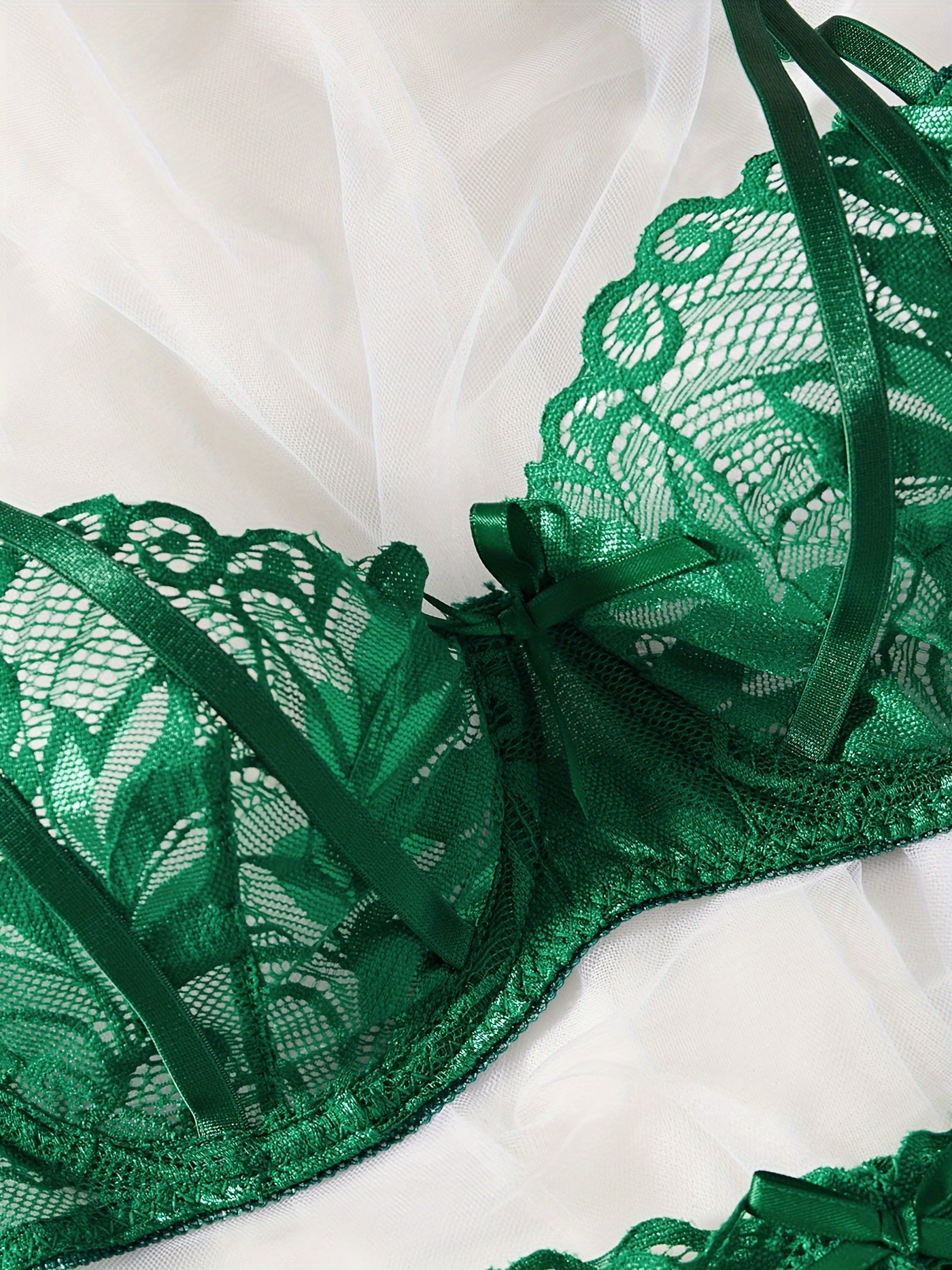 Women's Lingerie Set Satin Lace Bra and Panty Pack of 2