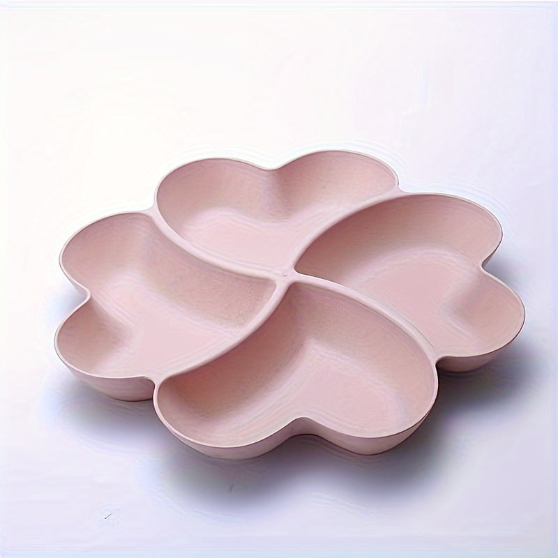 Heart-Shaped Plastic Party Snack Tray with 4 Compartments for Nuts Candy Fruit